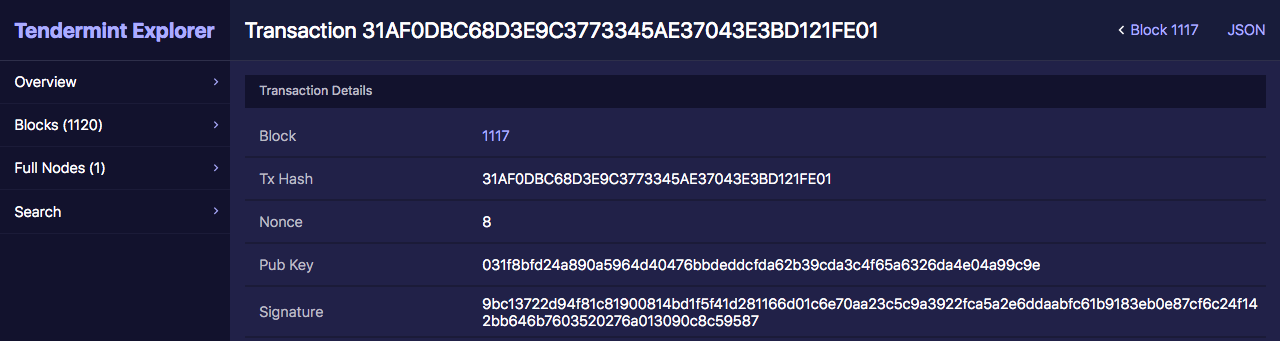 Block Details in Heimdall Explorer