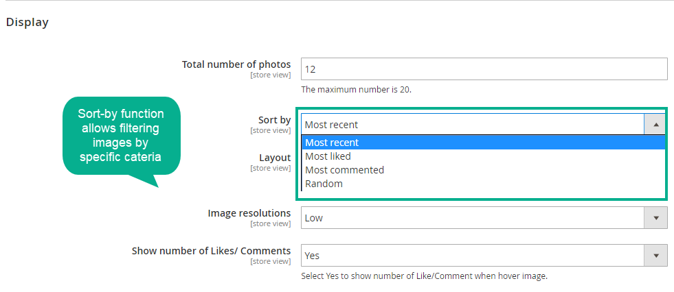 Sorting Instagram image function