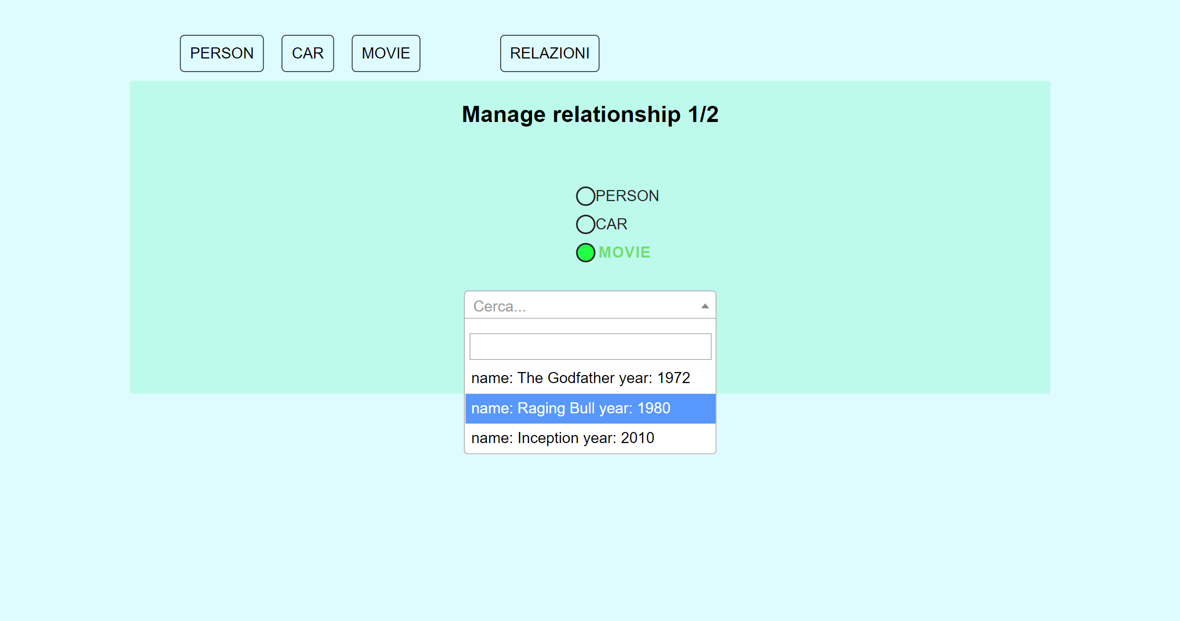 Relationship screen image