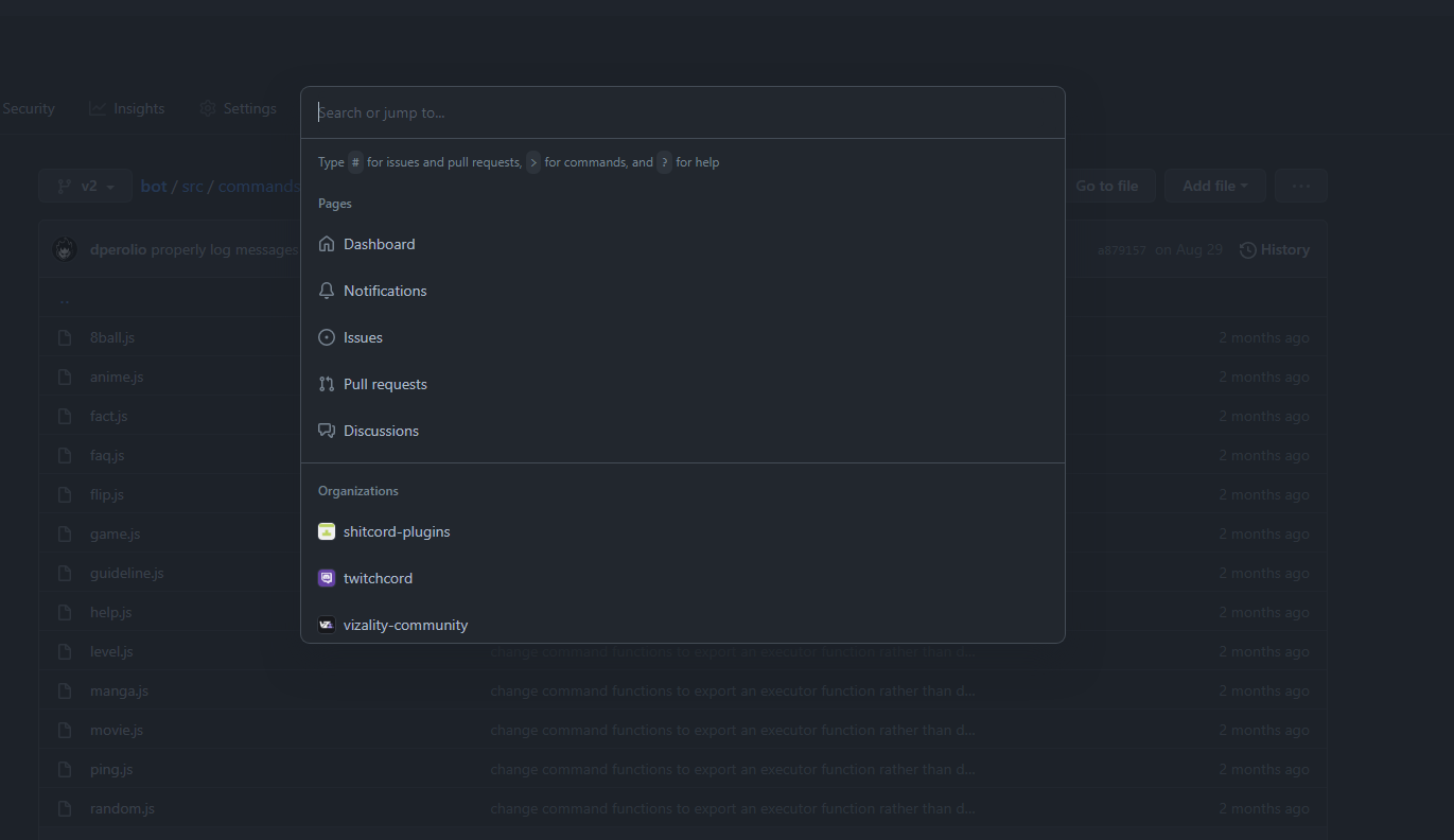 GitHub Command Palette