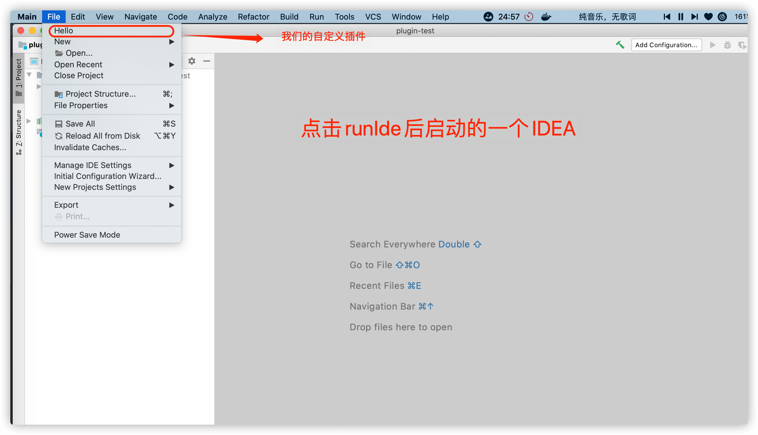 点击 runIde 就会启动一个默认了这个插件的 IDEA