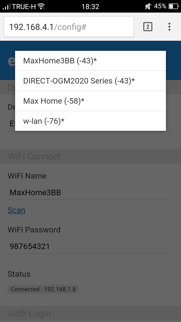 easyConfig scan wifi