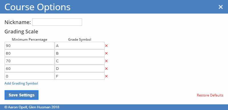 Course Options