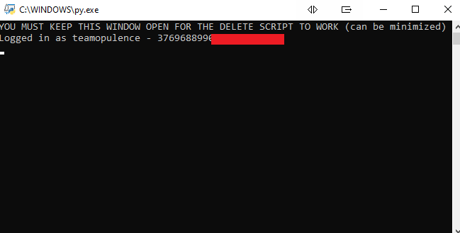 Delete script running