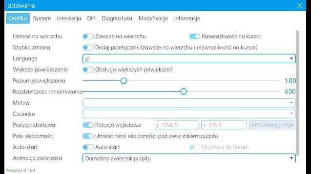 Settings Panel