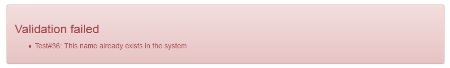 Validation failed: test already exists