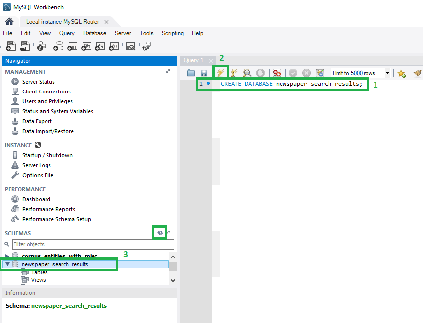 Creating a database in MySQL Workbench