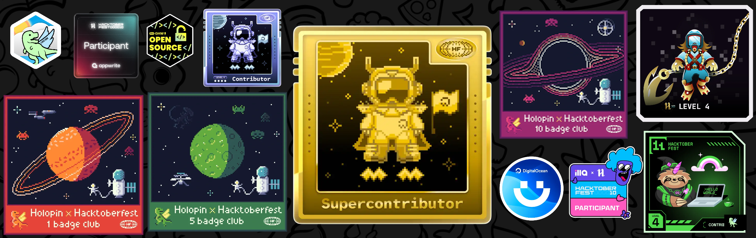 An image of @kartikk26's Holopin badges, which is a link to view their full Holopin profile