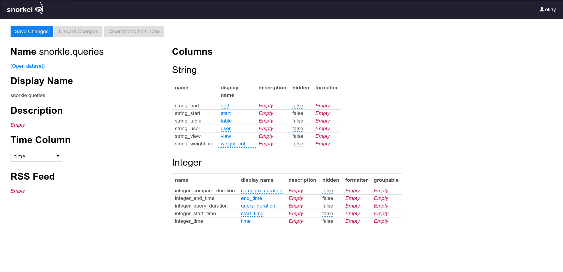 dataset settings