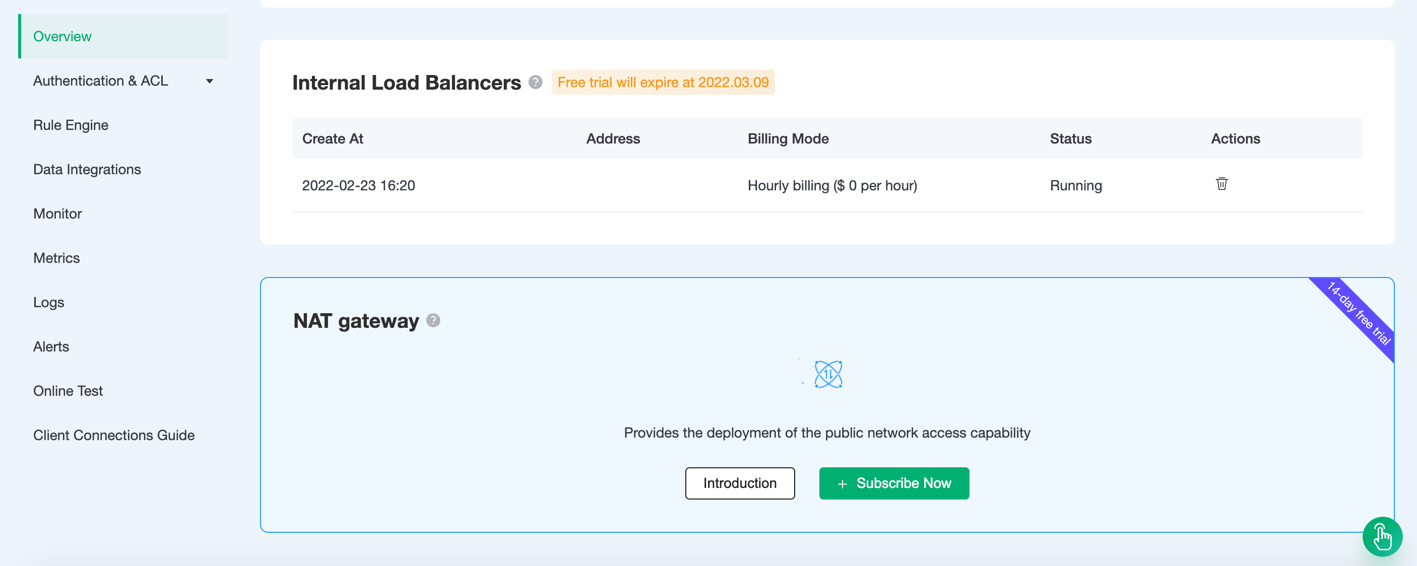 EMQX Cloud Dashboard