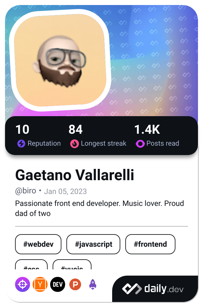 Gaetano Vallarelli's Dev Card