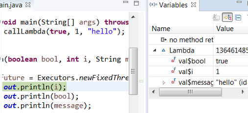 lambda variables view