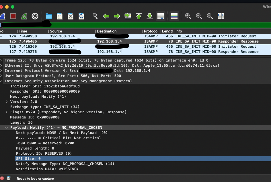 Wireshark Trace of problem