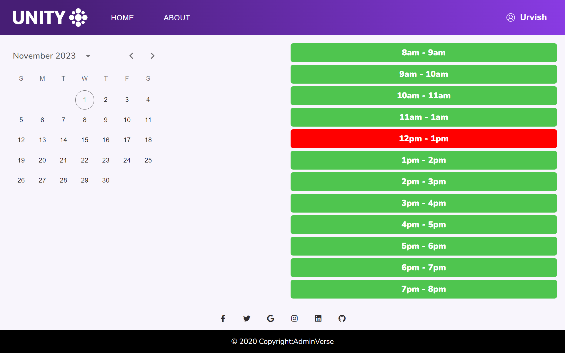 Slot Booking Page