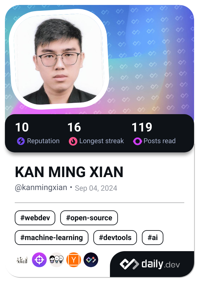 KAN MING XIAN's Dev Card