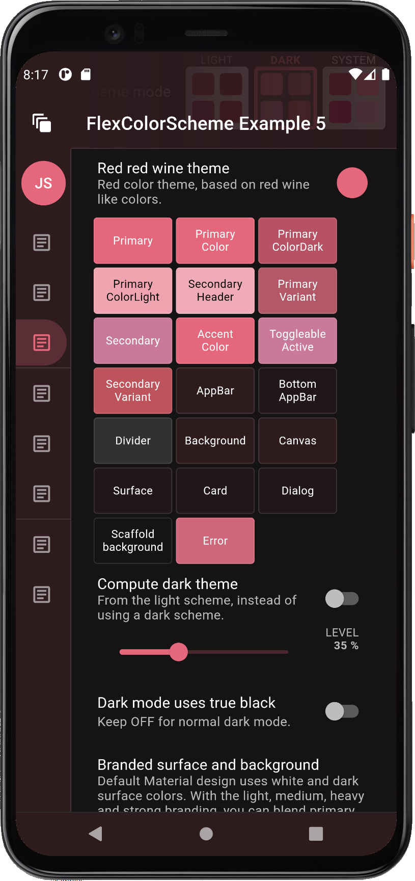 ColorScheme example 5c dark