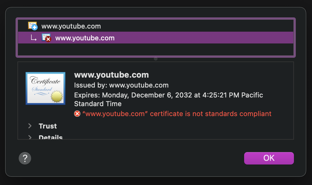 Viewing certificates in Safari