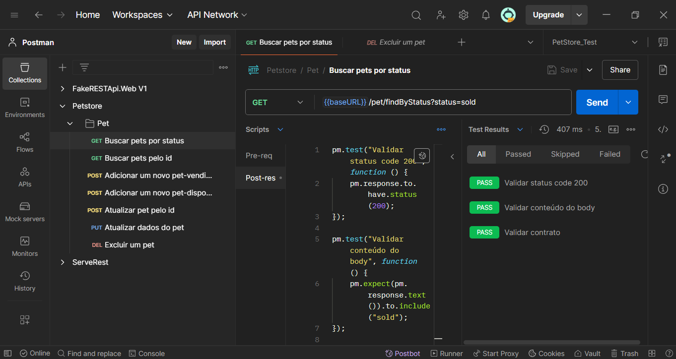 Teste da API no Postman