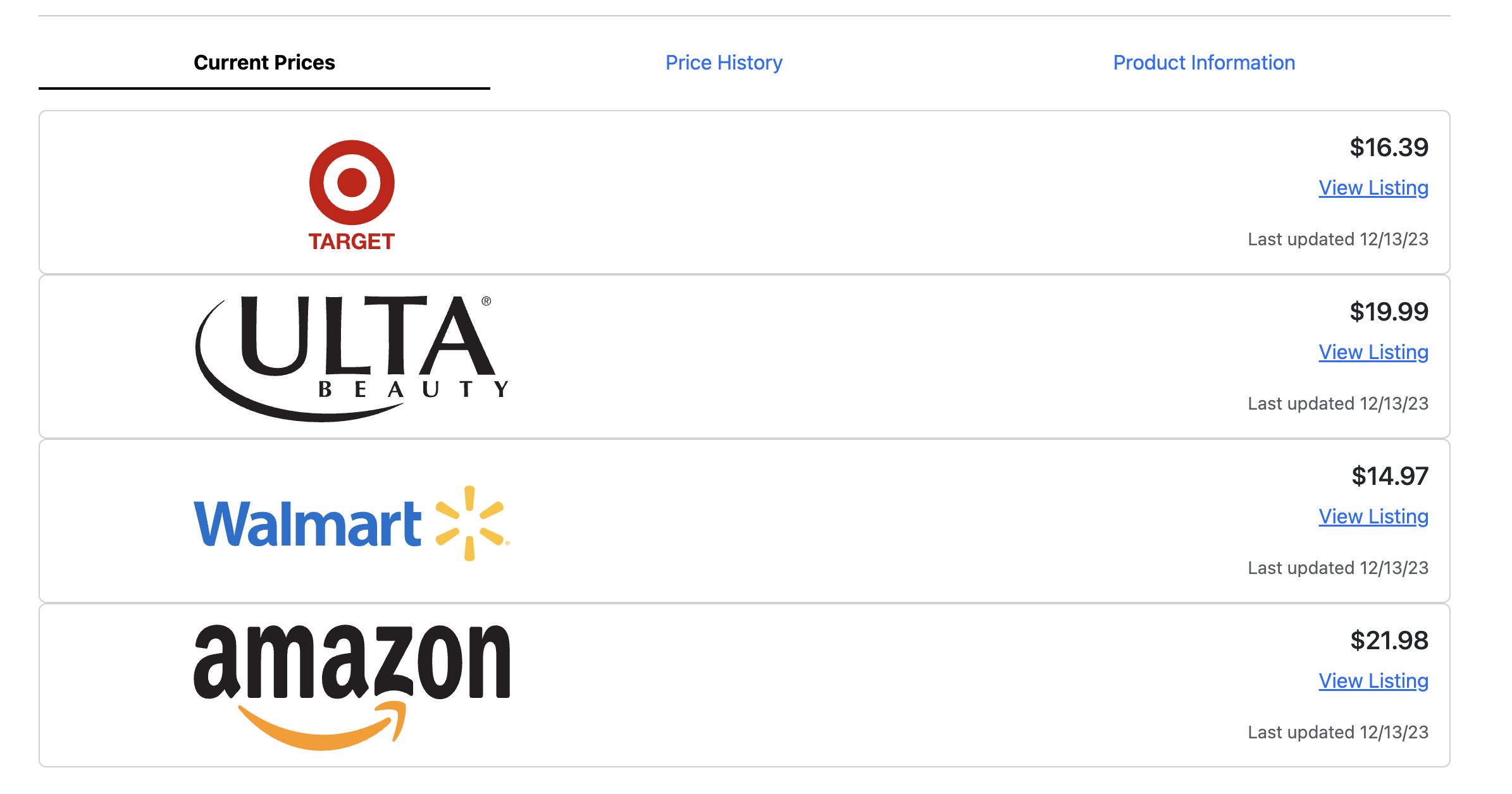 Price Aggregator Screenshot