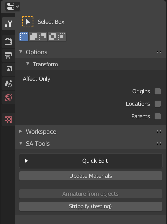 SA Tools Panel through Active Tools Panel