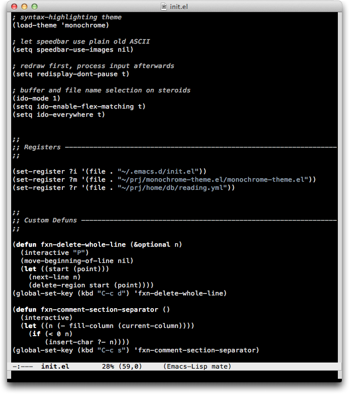 Monochrome Theme for Emacs 24: Source Code