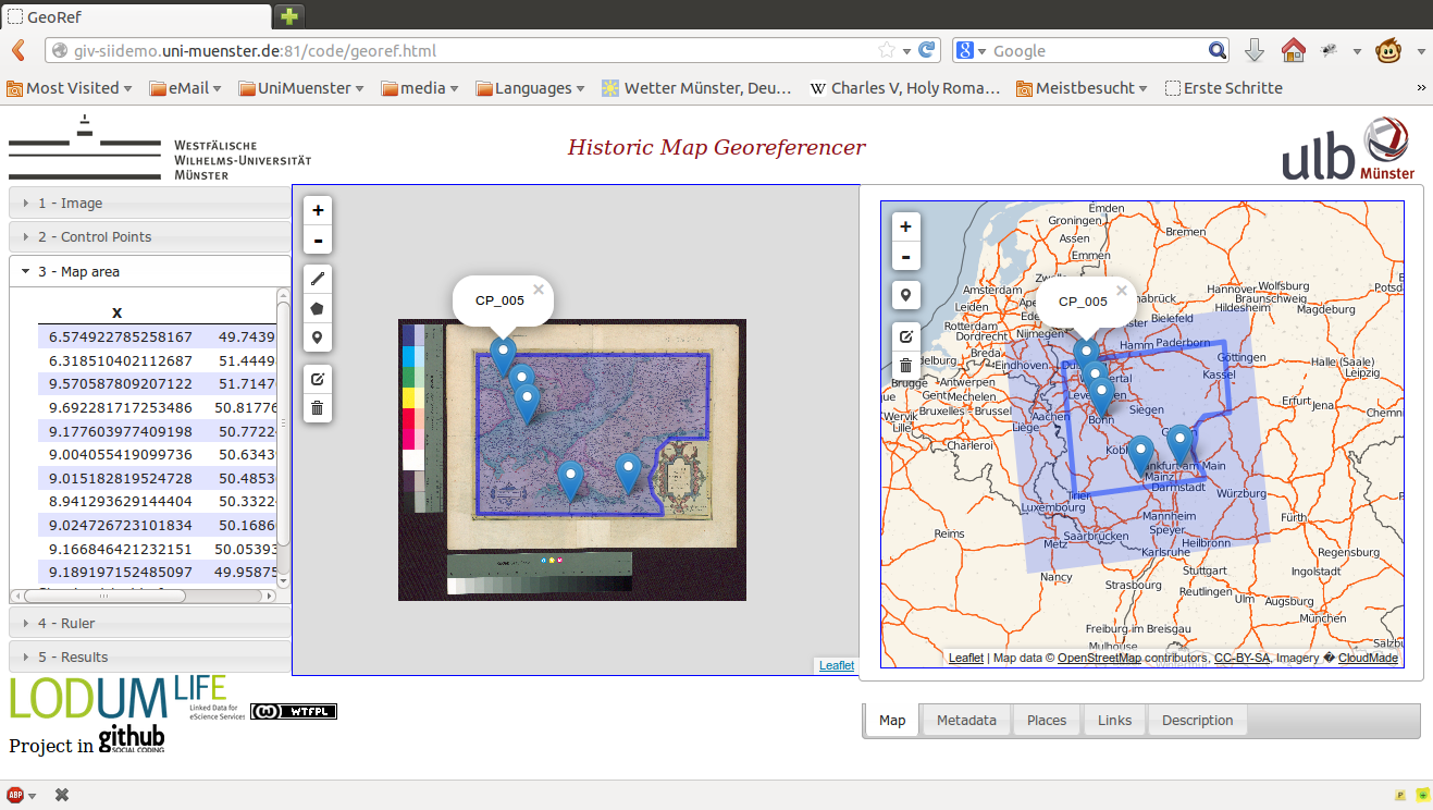 Historic map georeferenced