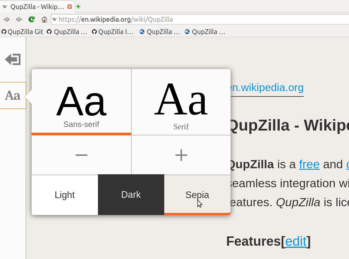 Readability settings