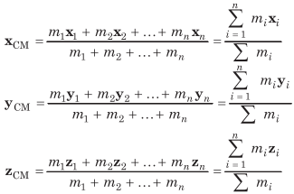 Center of mass equation