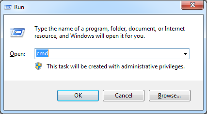 Entering 'cmd' command on Windows Run