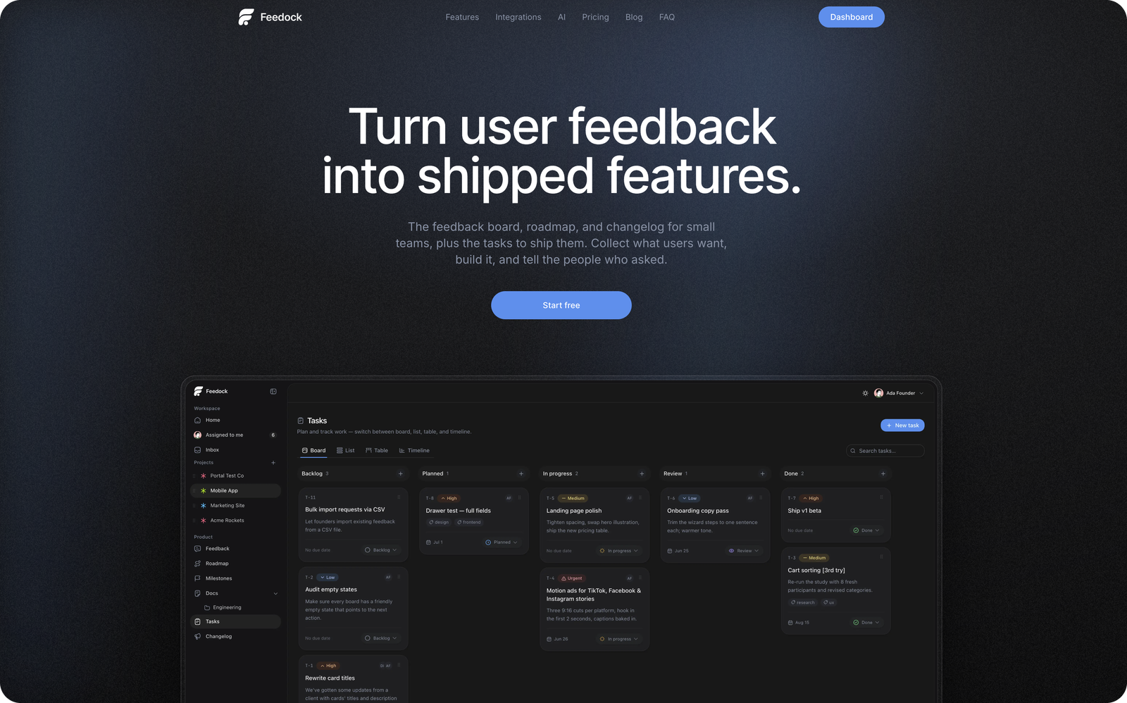 Feedock — turn user feedback into shipped features