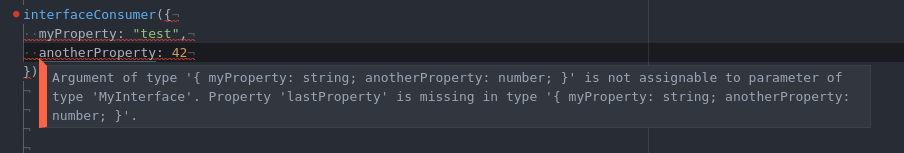 TS warns when object does not conform to the interface
