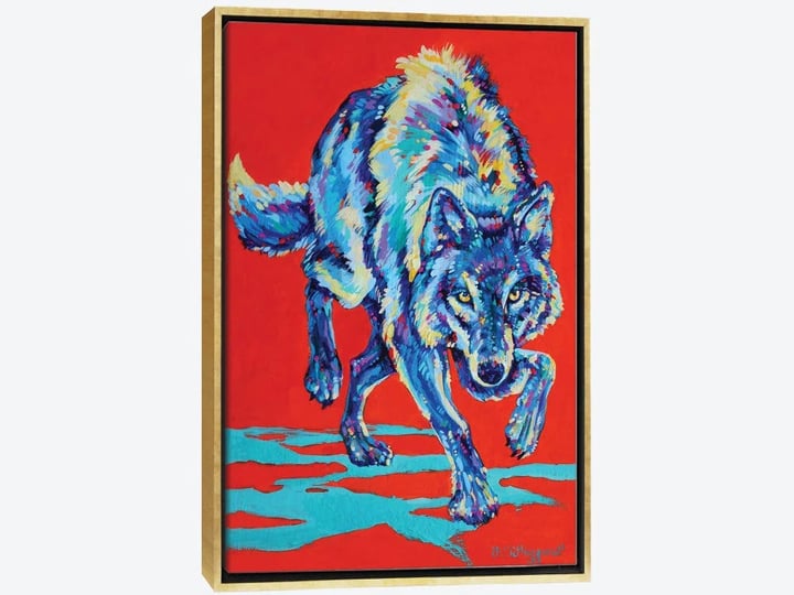 framed-canvas-art-gold-floating-frame-kuskanax-creek-wolf-by-derrick-higgins-animals-wildlife-wolves-1