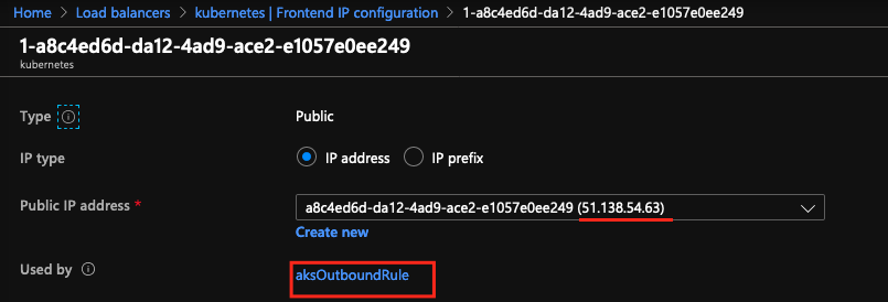 Load Balancer IP address Outbound rule