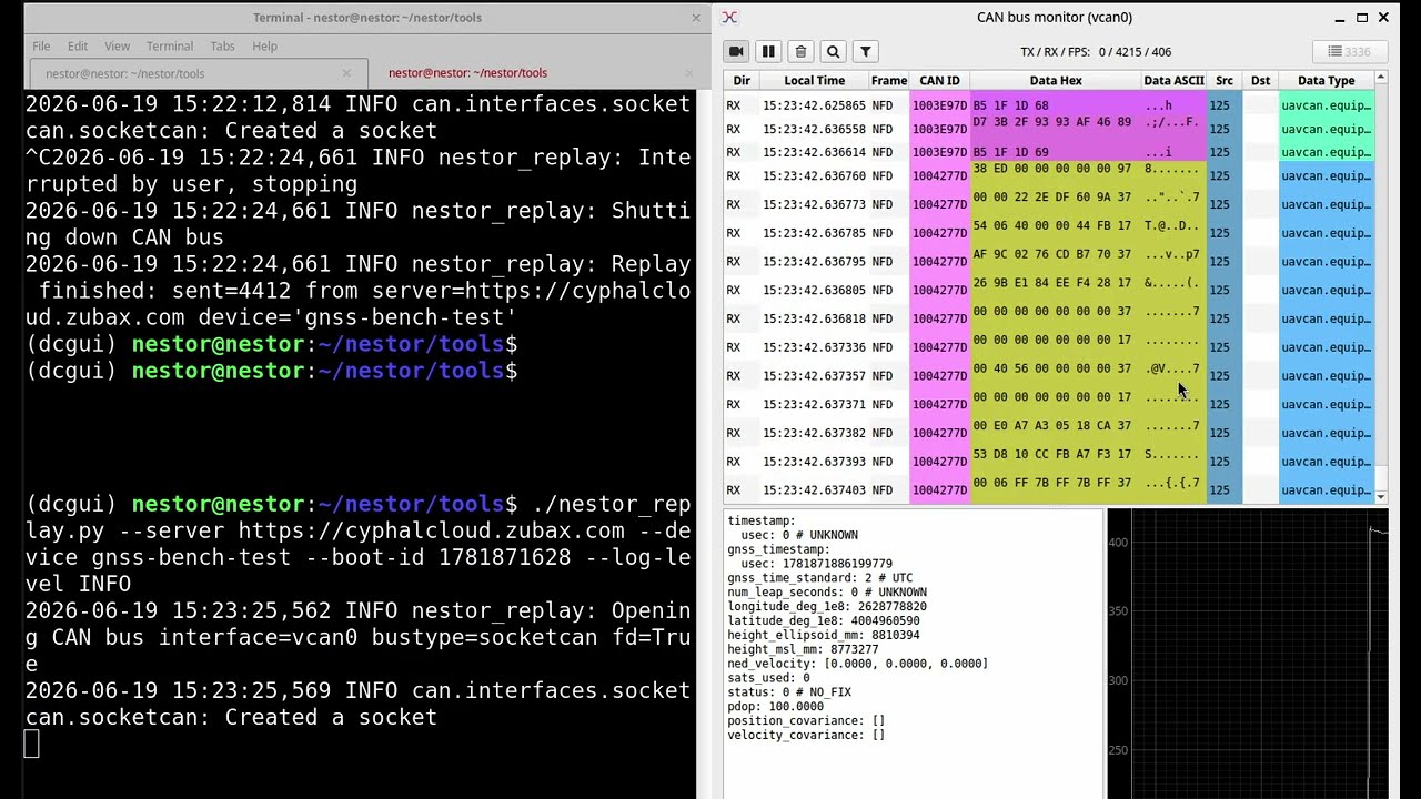 Replaying DroneCAN traffic from GNSS with Nestor