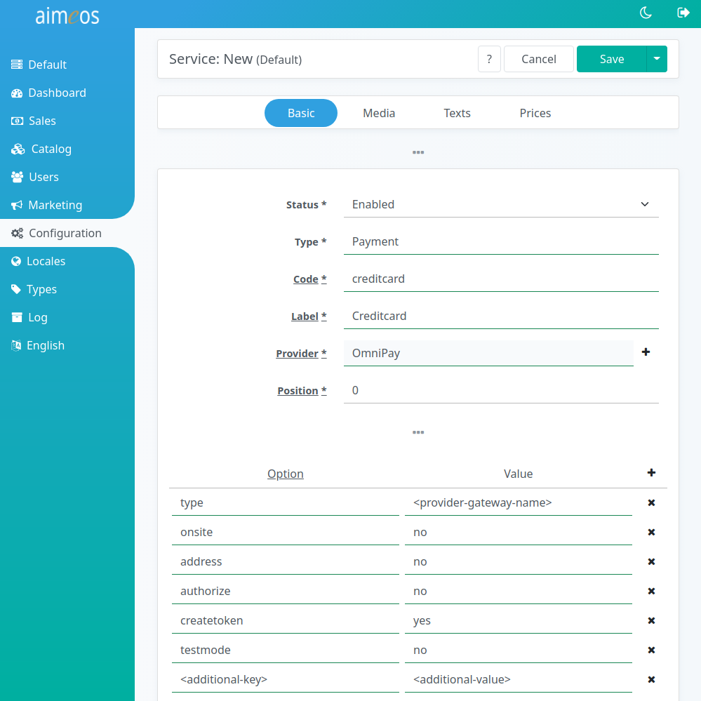 Aimeos payment detail view