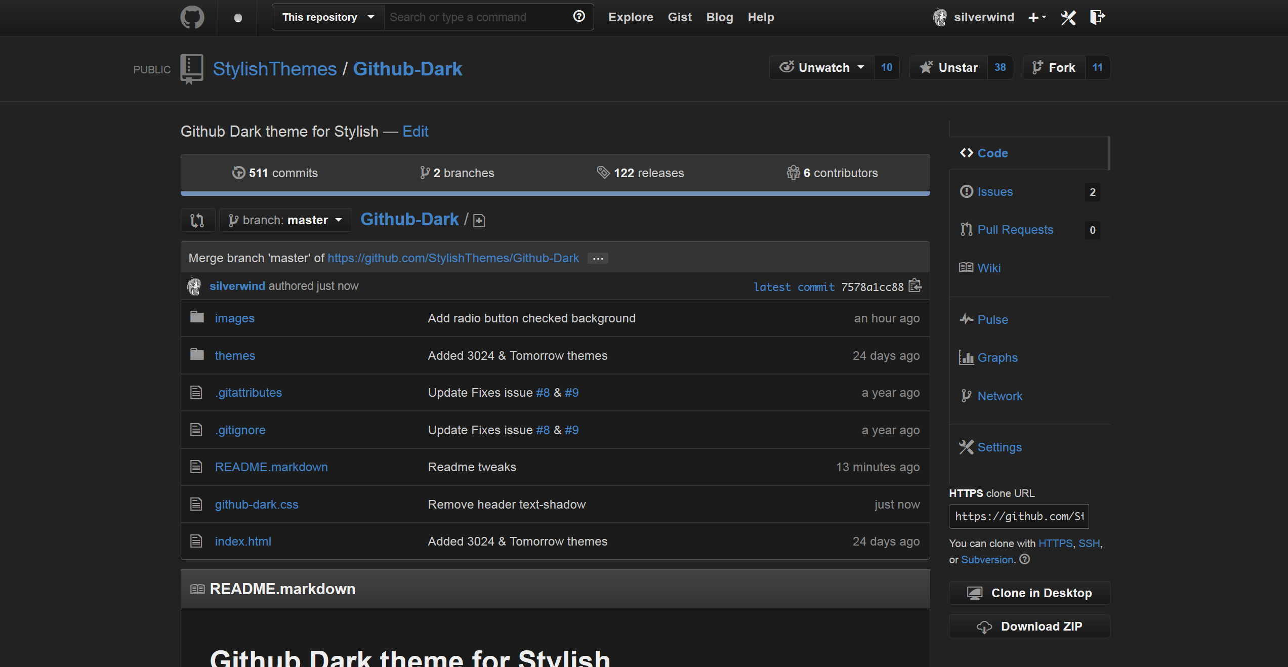 Github Dark preview