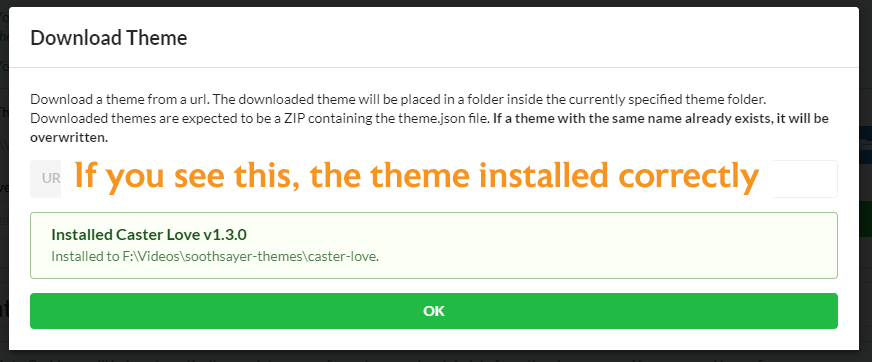 Theme download success