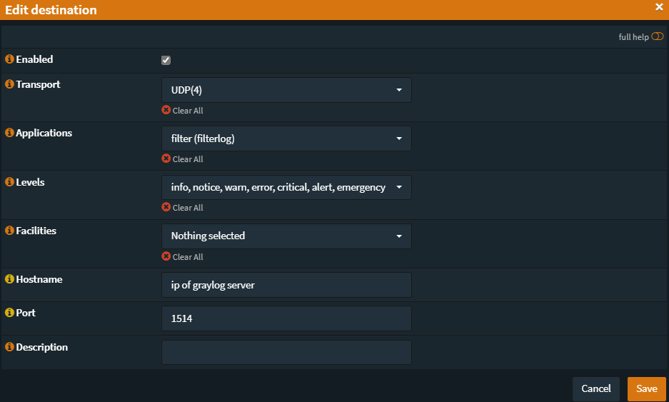 OPNsense Syslog Target