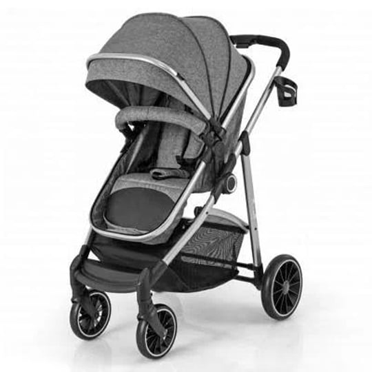 costway-2-in-1-convertible-baby-stroller-high-landscape-infant-stroller-grey-1