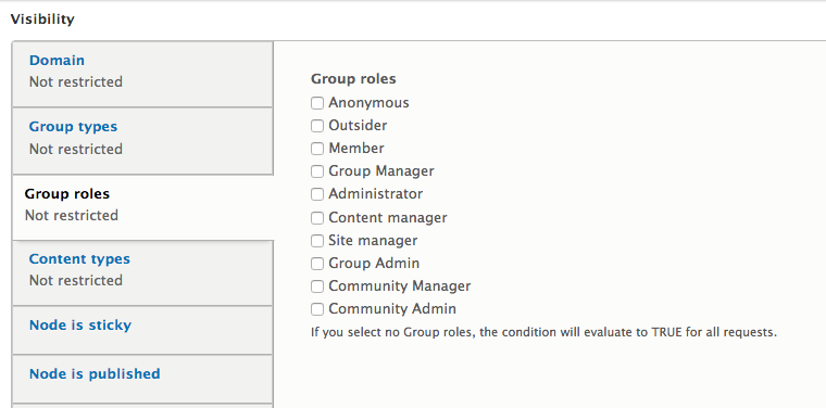 Block Visibility Settings