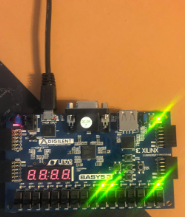 FPGA LEDs lighting up from bytes received