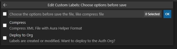 Custom Labels Save Options