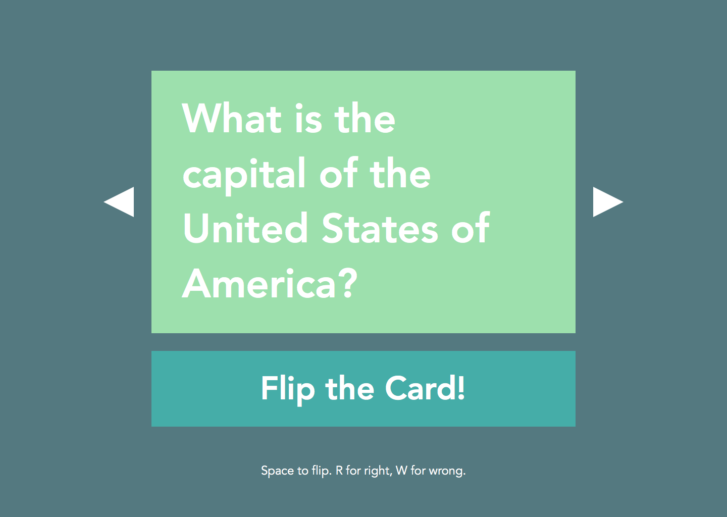 The updated question card design, with arrows.