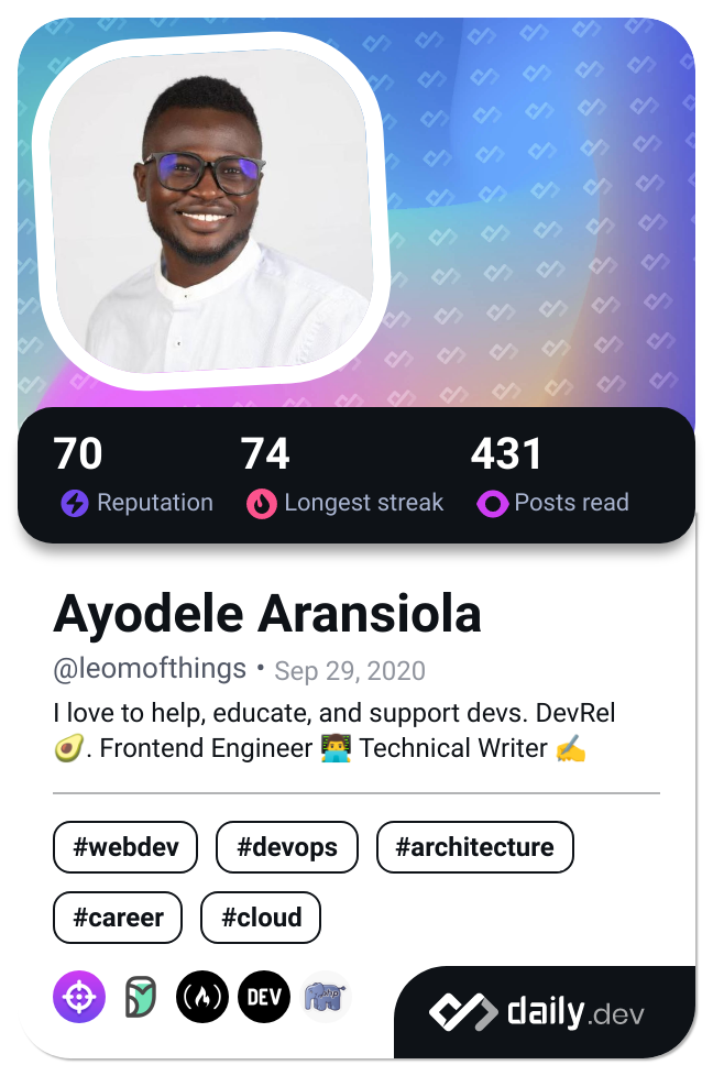 Ayodele Aransiola's Dev Card