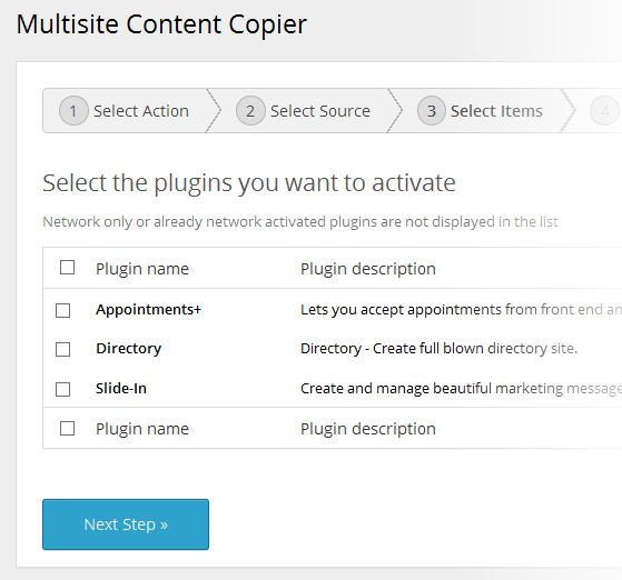 Multisite Content Copier - Activate Plugins