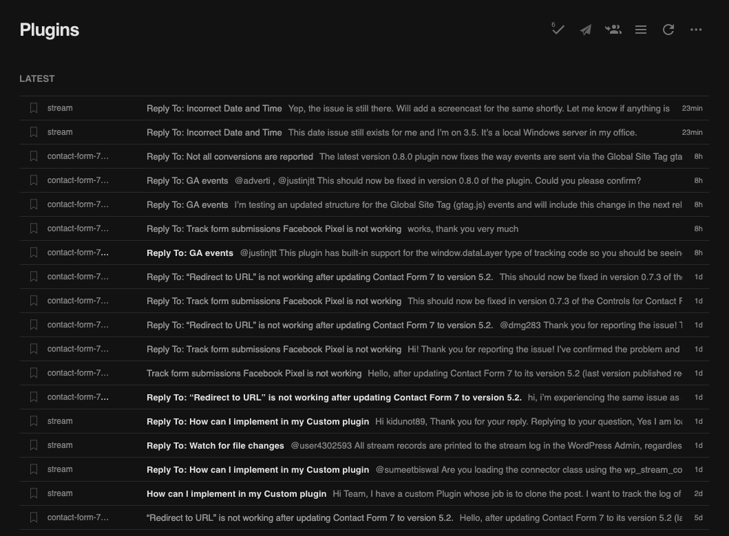 RSS feeds for WP.org replies