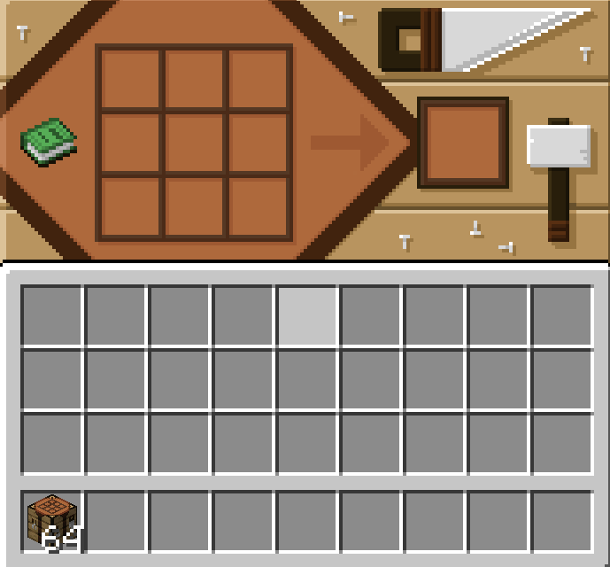 screenshot of new crafting table gui