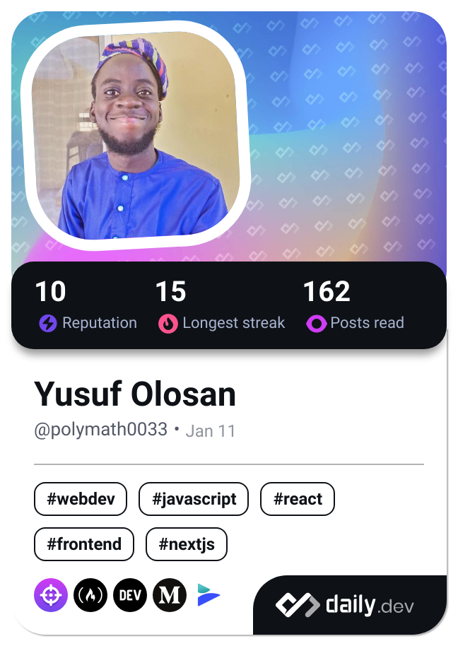 Yusuf Olosan's Dev Card