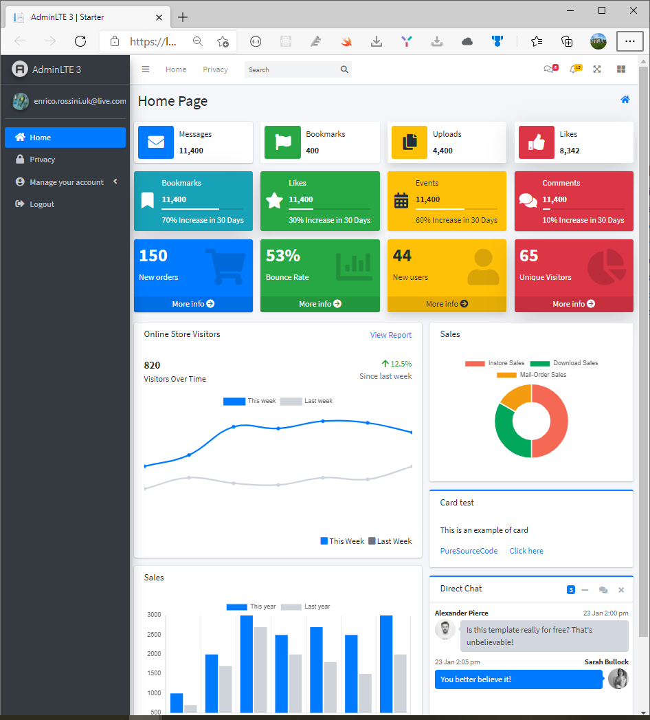 AdminLTE integration with ASP.NET Core 5