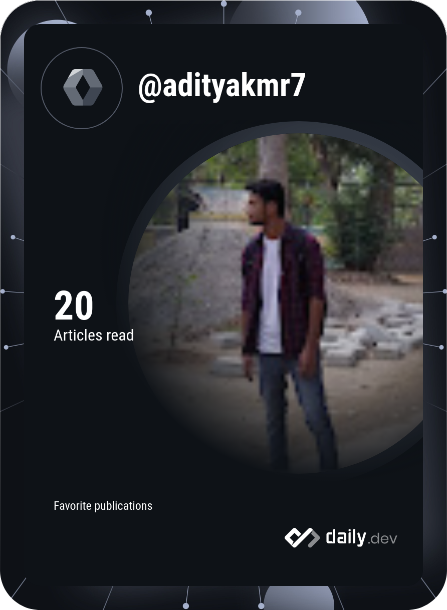 aditya kumar's Dev Card